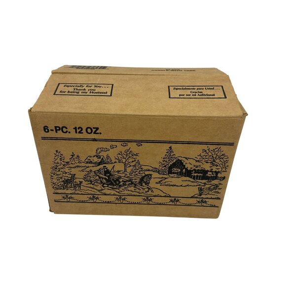 Set Of 6 Vintage Home Interiors Holiday Tumblers 12oz Winter Scene Printed Glass - Picture 4 of 8